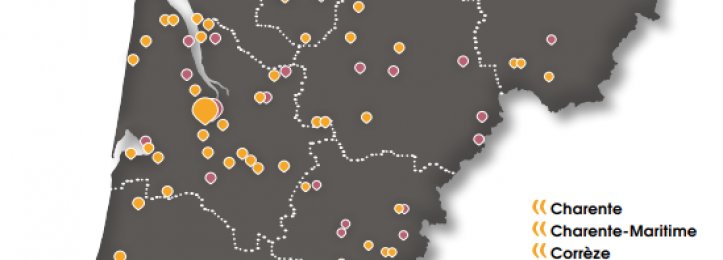Carte des tiers-lieux 2018 en Nouvelle-Aquitaine