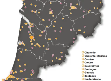 Carte des tiers-lieux 2018 en Nouvelle-Aquitaine